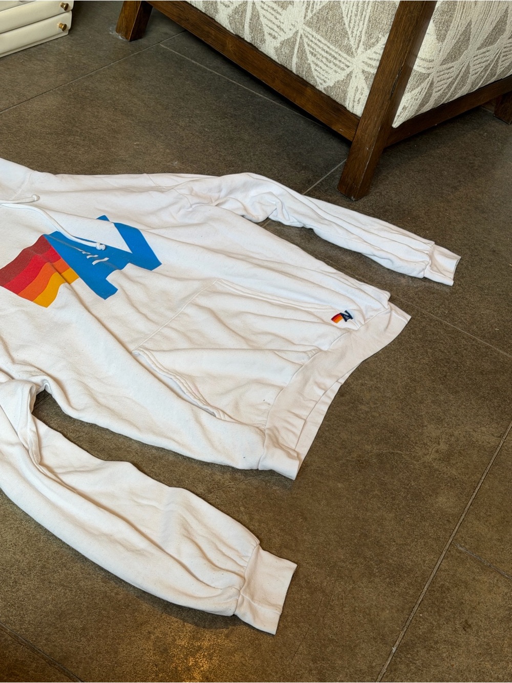 Aviator Nation White Hoodie with Colorful 'AV' Logo - Picture 6 of 14